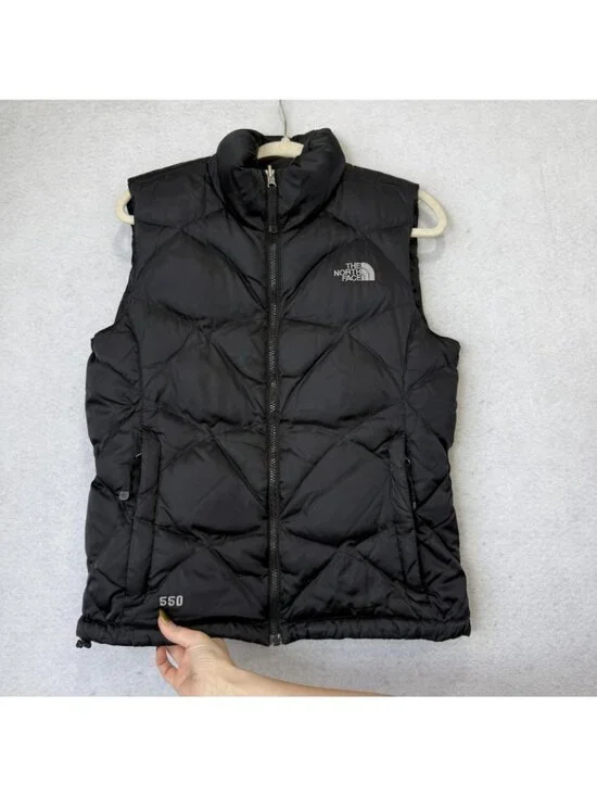 The North Face Vest Womens Medium Black 550 Fill Down Puffer Quilted Zip Pockets - Picture 10 of 13